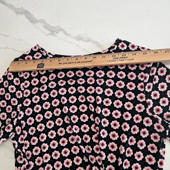 Nine West Women’s Short Sleeve Tie Waist Dress Stretch Size 10 Black Pink Floral - Picture 3 of 9